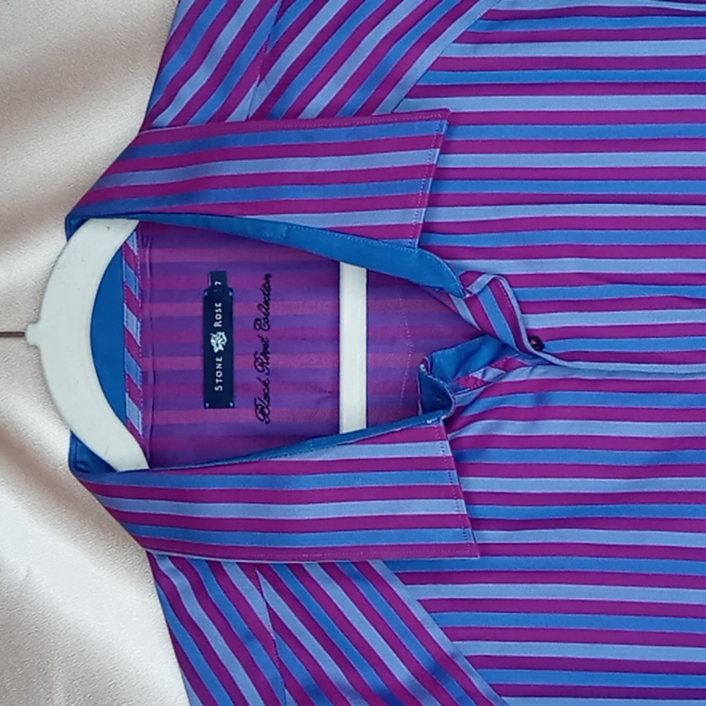 Stone Rose Purple Striped Dress Shirt - 7